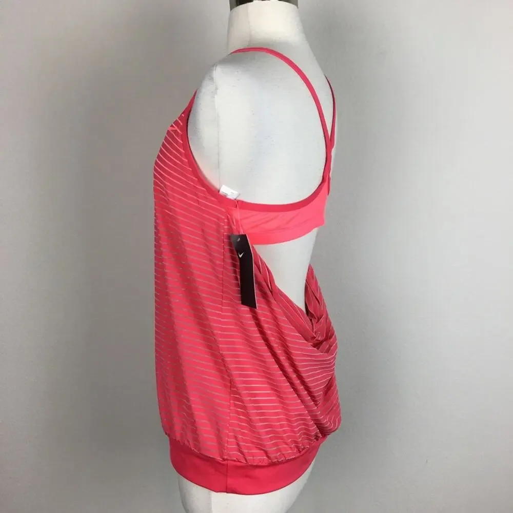 Nike NWT Red Stripe Tank with Bra Support Large